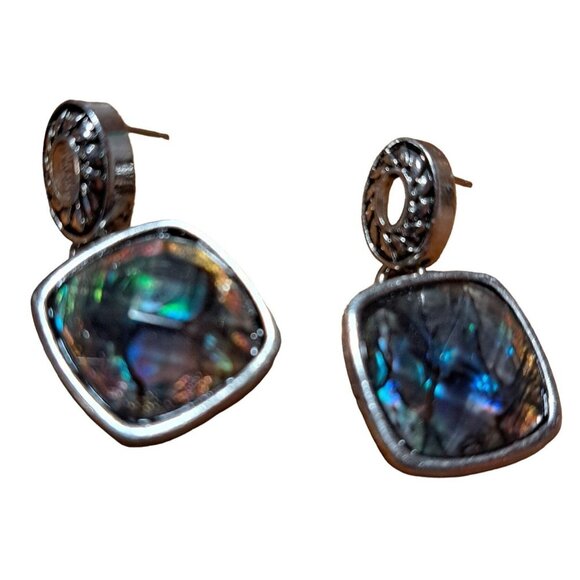 Napier Jewelry - Napier stud pierced earrings silver tone 1-1/4" long